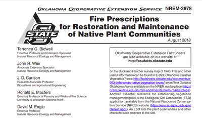 Fire Prescriptions for Restoration and Maintenance of Native Plant Communities
