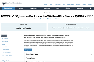 Human Factors in the Wildland Fire Service
