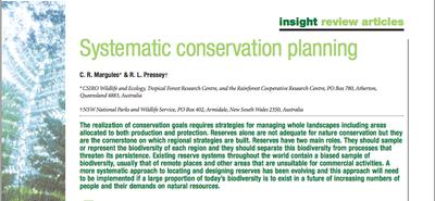 Systematic Conservation Planning