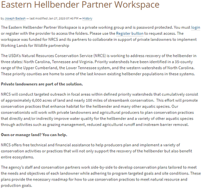Eastern Hellbender Partner Workspace