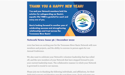 Tennessee River Basin Network-Network News: Issue 36 | December 2022