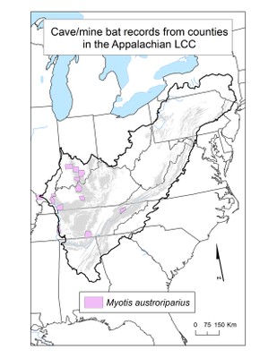 County Occurrence Map for Southeastern Myotis